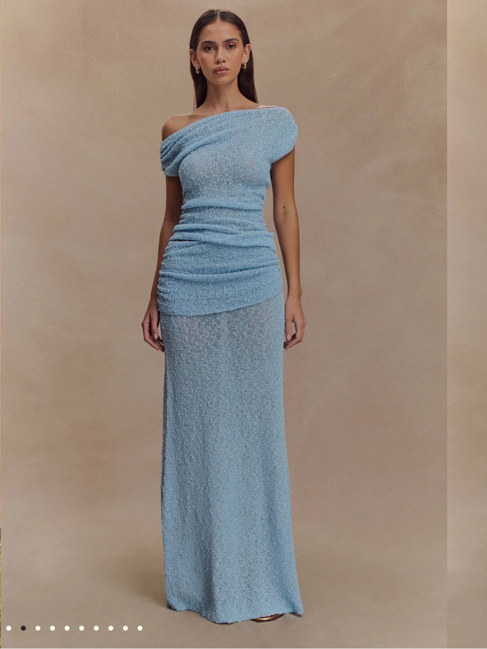One-Shoulder Light Blue Textured two piece set